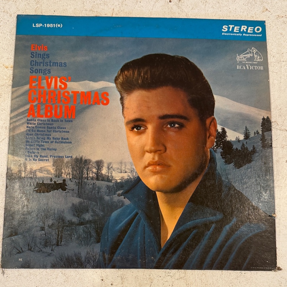 Elvis' Christmas Album Vinyl Record - Blue Cover
